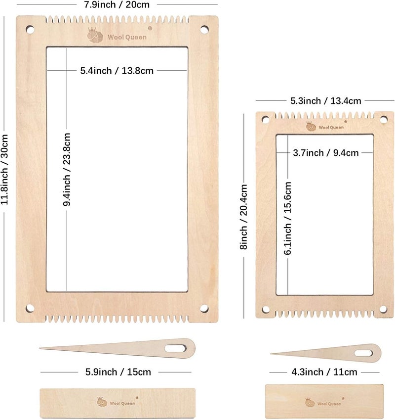 Wool Queen Hand U Journey Rectangle Weaving Loom Kit 7.9''x11.8'' and 5.3''x7.8'', 2 Set with Weaving Tools and 16 Pages Instruction Book-Size M - Image 2